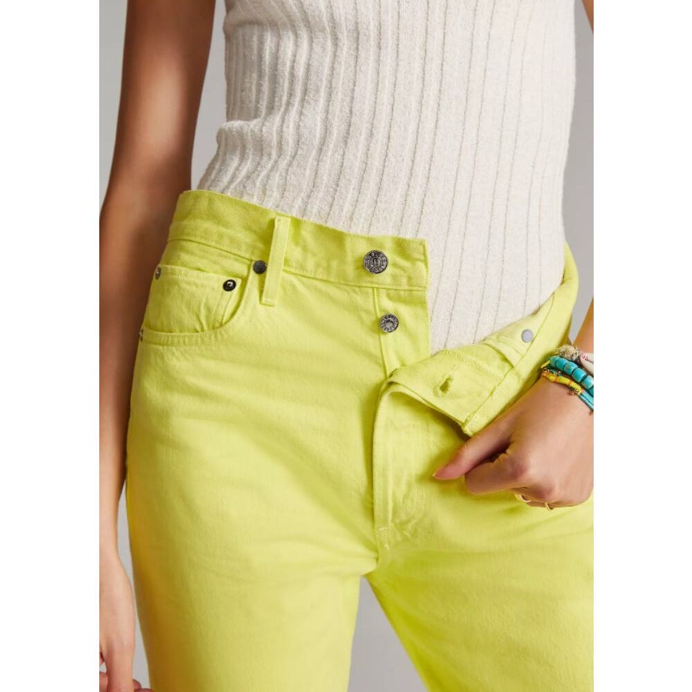 AGOLDE '90s Pinch-Waist High Rise Straight Jeans Size 28 $178 Limoncello - Picture 5 of 10